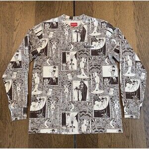 Supreme Salome L/S T-Shirt Men’s Sz S Brown Long Sleeve Embroidered Logo FW18